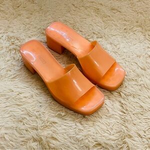 Steve Madden Orange Block Heel Slide Sandals
